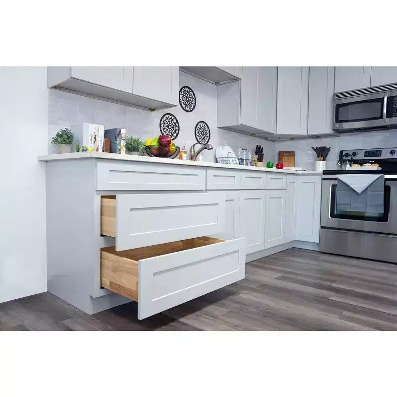 Mobile base da cucina 30,5 cm L x 87,6 cm H x 61 cm P con 1 cassetto a chiusura ammortizzata, struttura in compensato, frontale completamente a scomparsa