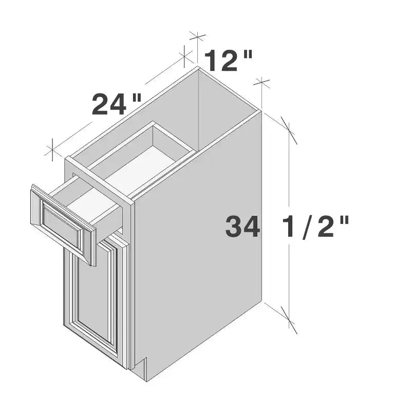 Mobile base da cucina 30,5 cm L x 87,6 cm H x 61 cm P con 1 cassetto a chiusura ammortizzata, struttura in compensato, frontale completamente a scomparsa