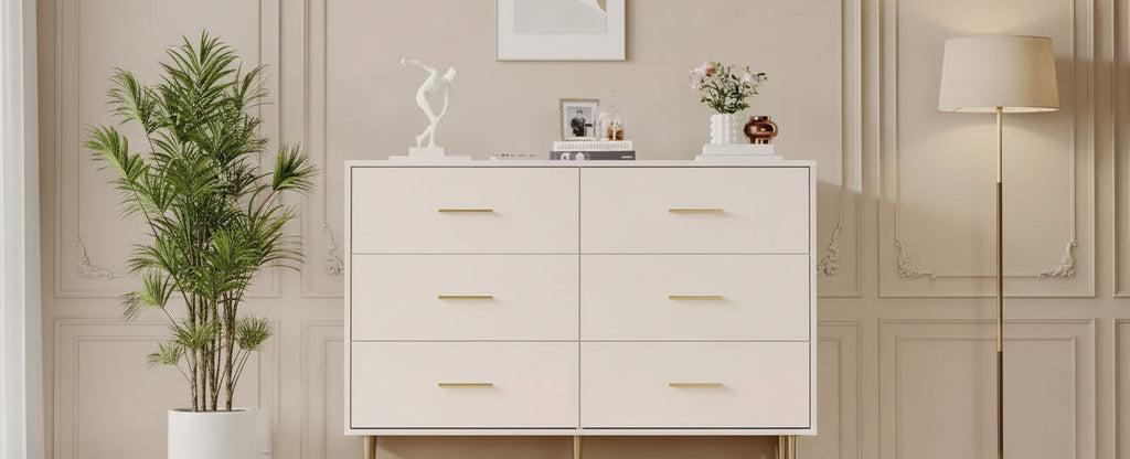 Comò moderno bianco, cassettiera in legno con gambe in metallo, bianco, 47,2 P x 15,5 L x 33,5 H, mobile contenitore per camera da letto, soggiorno, ingresso