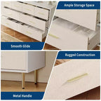 Comò moderno bianco, cassettiera in legno con gambe in metallo, bianco, 47,2 P x 15,5 L x 33,5 H, mobile contenitore per camera da letto, soggiorno, ingresso