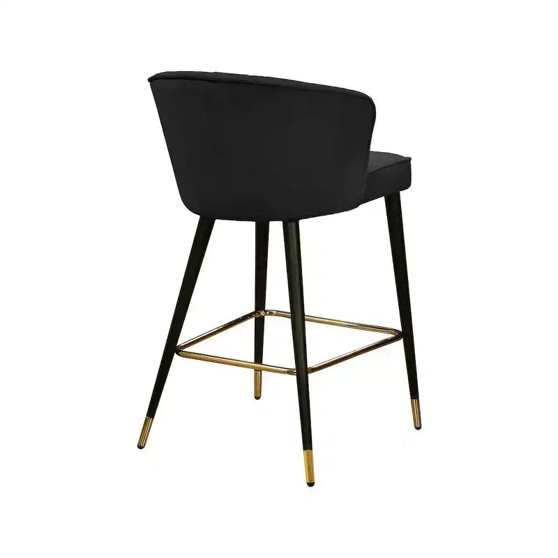 Sgabello in velluto nero, set da 2