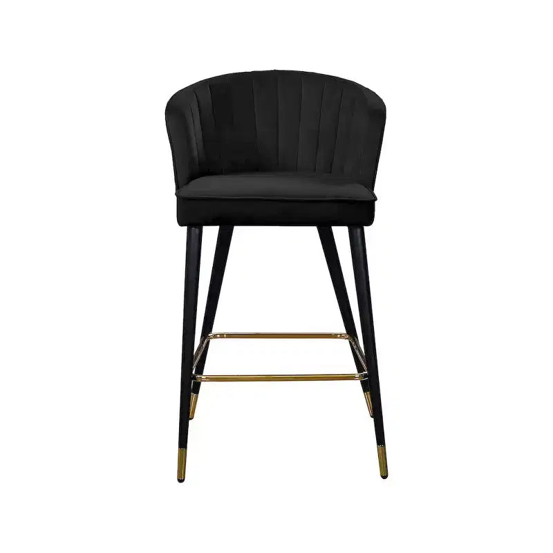 Sgabello in velluto nero, set da 2