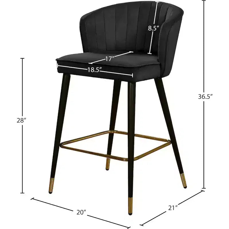 Sgabello in velluto nero, set da 2