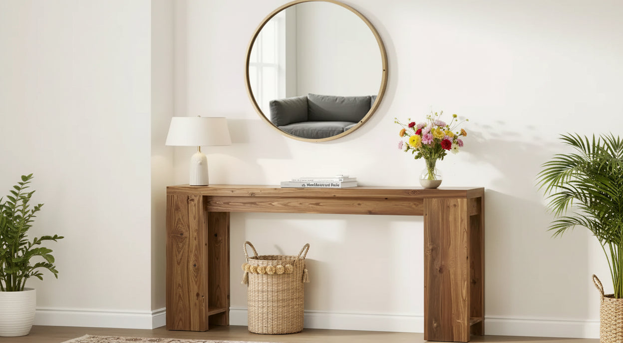 MAYEERTY Extra Long Narrow Sofa Table, Vintage Farmhouse Style Accent Table for Home Decor