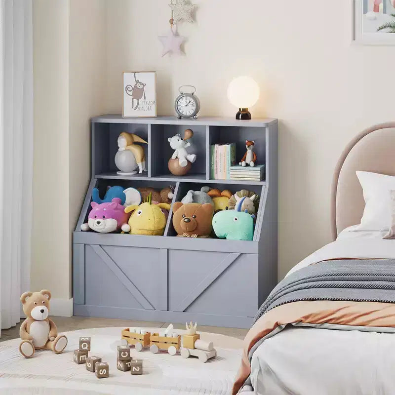 Scaffale per libri e giocattoli per bambini, Organizer porta giocattoli per bambini, Mobiletto con scaffale e porta giocattoli per bambini per sala giochi, camera da letto, cameretta