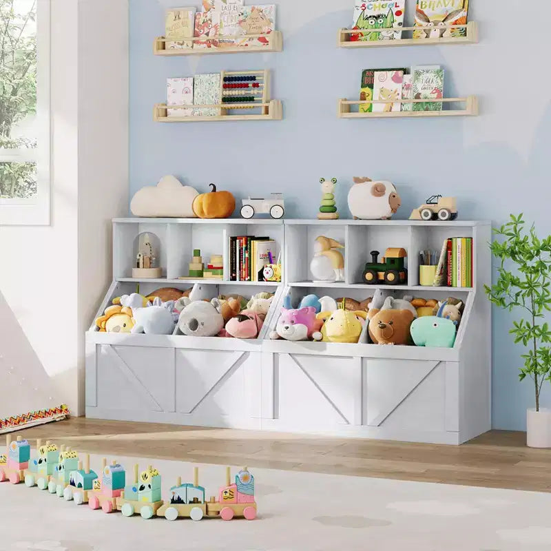 Scaffale per libri e giocattoli per bambini, Organizer porta giocattoli per bambini, Mobiletto con scaffale e porta giocattoli per bambini per sala giochi, camera da letto, cameretta