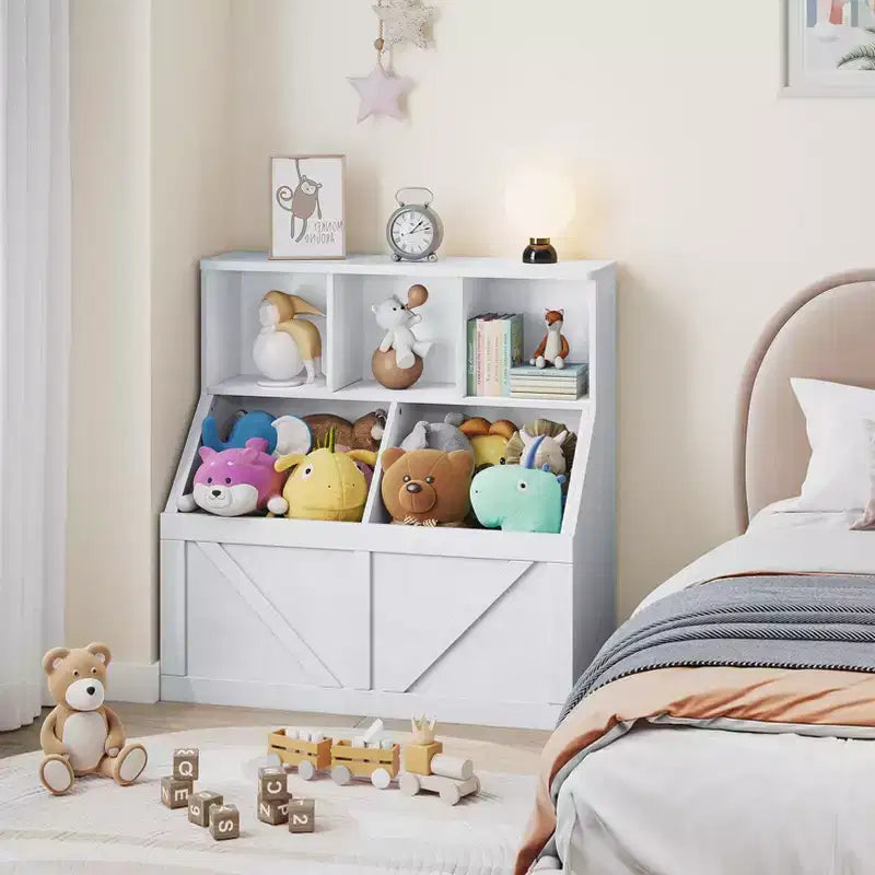Scaffale per libri e giocattoli per bambini, Organizer porta giocattoli per bambini, Mobiletto con scaffale e porta giocattoli per bambini per sala giochi, camera da letto, cameretta
