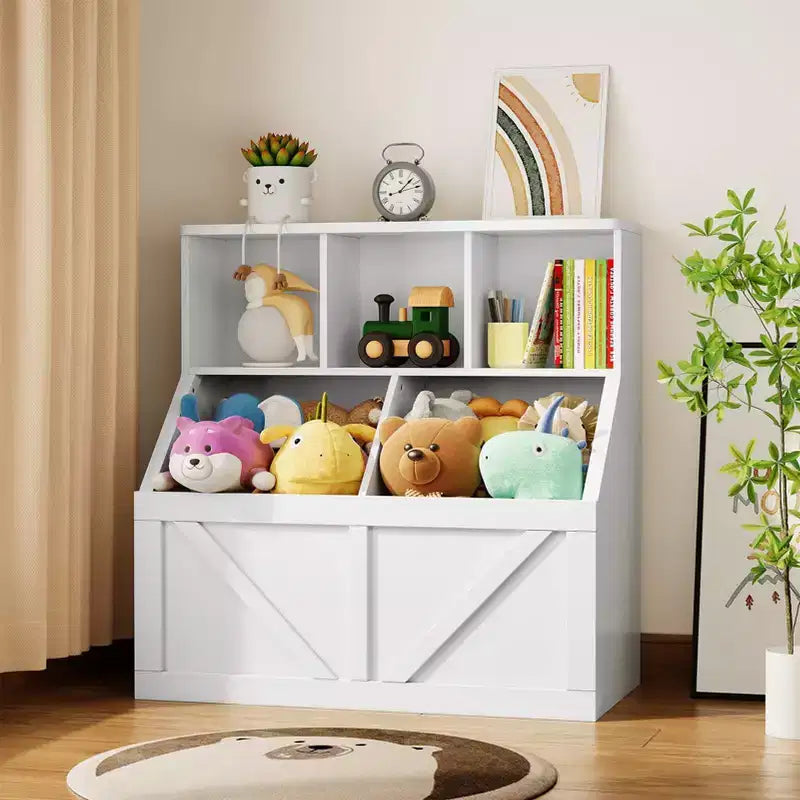 Scaffale per libri e giocattoli per bambini, Organizer porta giocattoli per bambini, Mobiletto con scaffale e porta giocattoli per bambini per sala giochi, camera da letto, cameretta