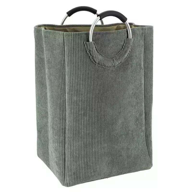 Cesto portabiancheria in velluto a coste 55L verde salvia