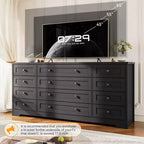 Cassettiera a 12 cassetti per camera da letto, Comò moderno in legno con piano ampio per TV da 65 pollici, Mobile contenitore in stile rustico per soggiorno e corridoio