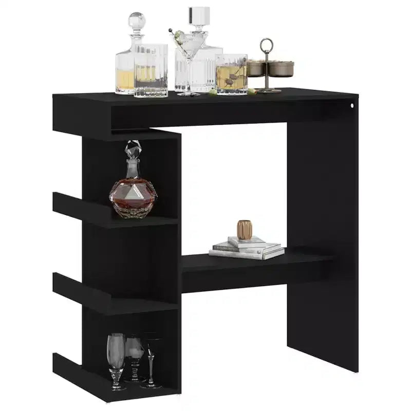 Tavolo da Bar Salvaspazio Compatto con Scaffali - 100x50x101.5 cm - Design Moderno in Nero