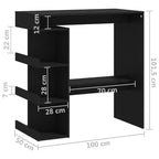 Tavolo da Bar Salvaspazio Compatto con Scaffali - 100x50x101.5 cm - Design Moderno in Nero